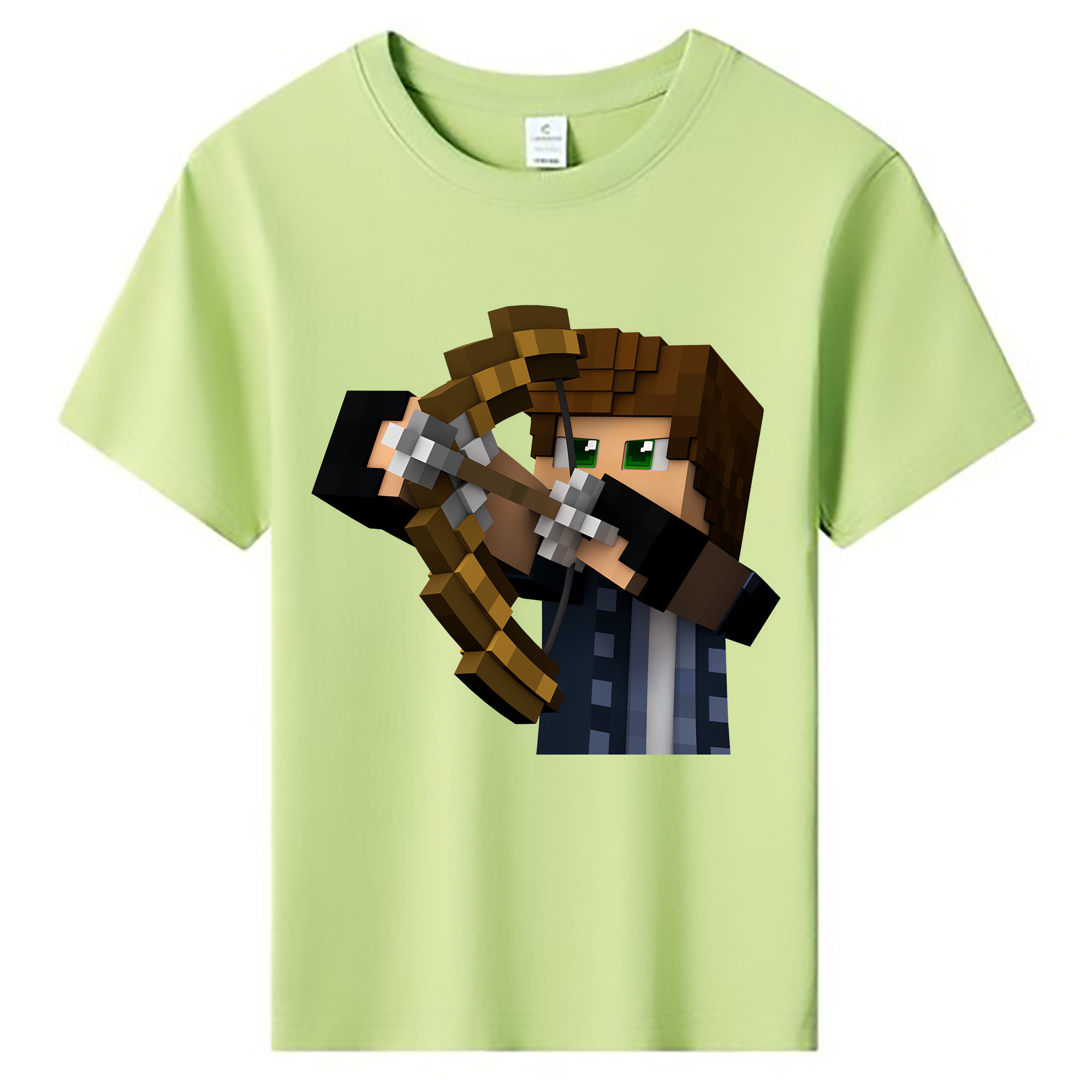 （画像用） マインクラフト ブロックの世界 Minecraft MC Block world 綿100％キッズTシャツ（フロントプリント）